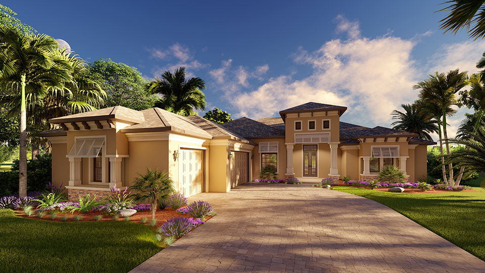 Florida Estate Home 3D Rendering
