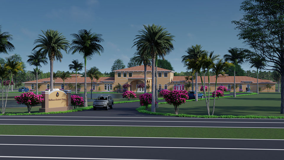 assisted living facility 3D rendering