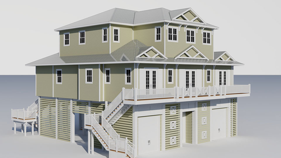 Florida Craftsman 3D Rendering